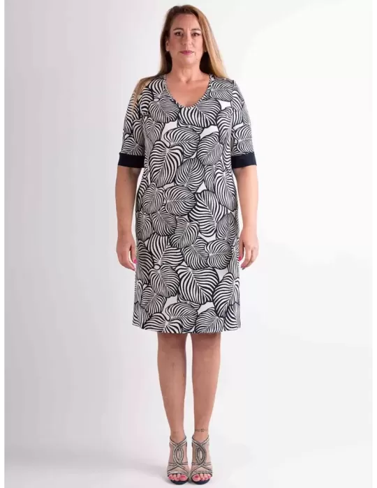 Piero Moretti plus size blue and white leaves sheath dress Piero Moretti plus size blue and white leaves sheath dress