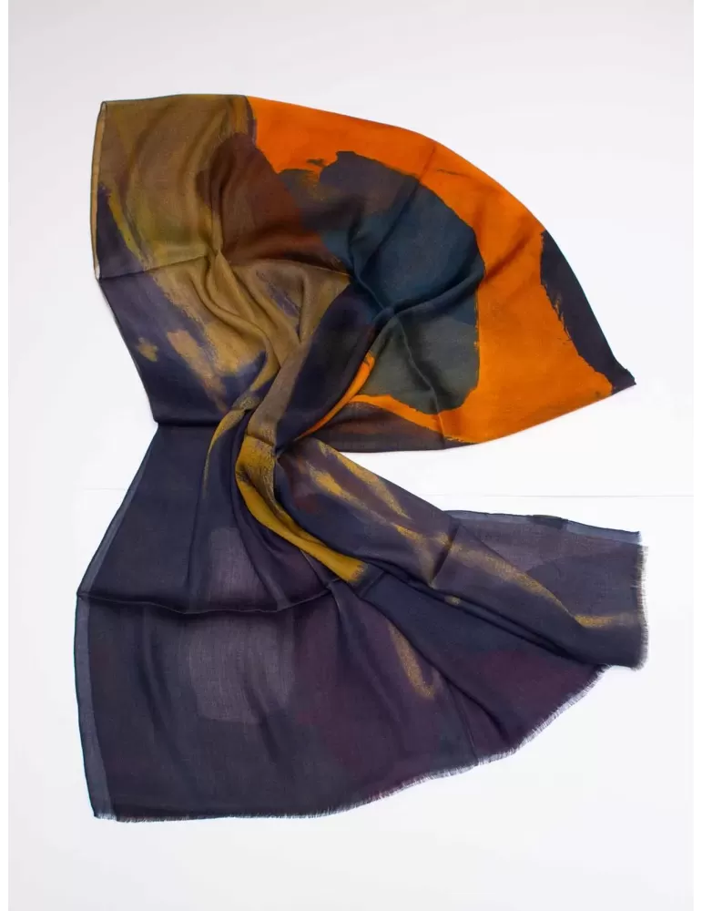 Brown and blue shadows modal large pashmina scarf