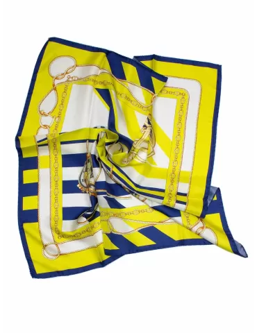 Tessago 2024 | Foulard carrè in raso di seta fantasia marina 2