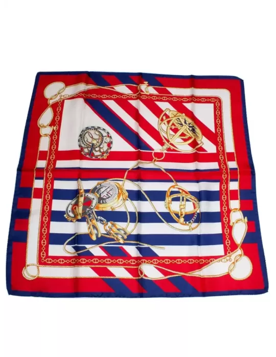 White red and blue twill all silk satin foulard scarf White red and blue twill all silk satin foulard scarf