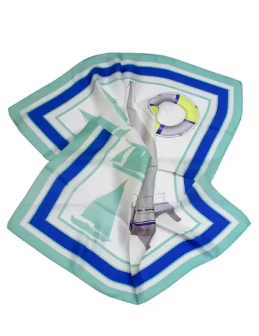 White red and blue twill all silk satin foulard scarf 2