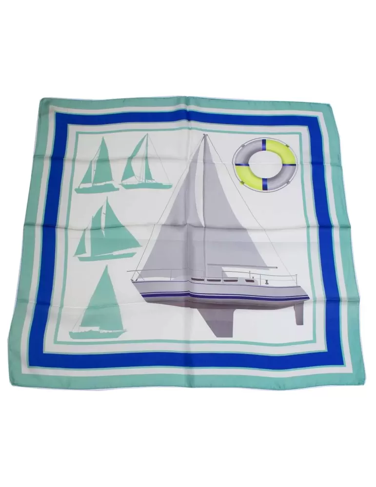 Tessago 2024 | Foulard carrè in raso di seta fantasia marina