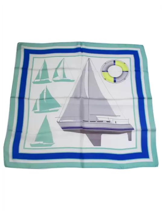 Tessago 2024 | Foulard carrè in raso di seta fantasia marina Tessago 2024 | Foulard carrè in raso di seta fantasia marina