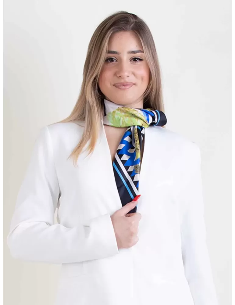 スカーフ A FERRETTI SCARF (A33010114 0328) ラインボーダードット (FGT-086) Marcaオリジナル小判シルク