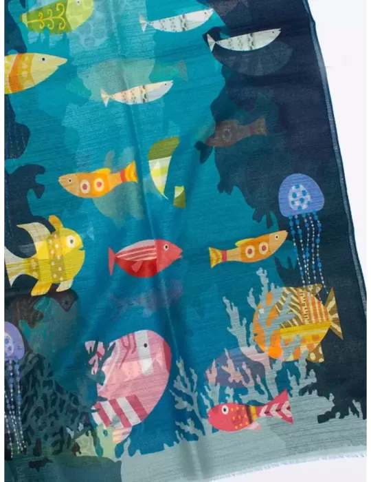 Nicki Colombo bright colors pop art marine style printed scarf Nicki Colombo bright colors pop art marine style printed scarf