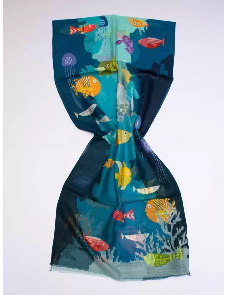 Nicki Colombo bright colors pop art marine style printed scarf