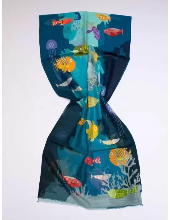 Nicki Colombo bright colors pop art marine style printed scarf