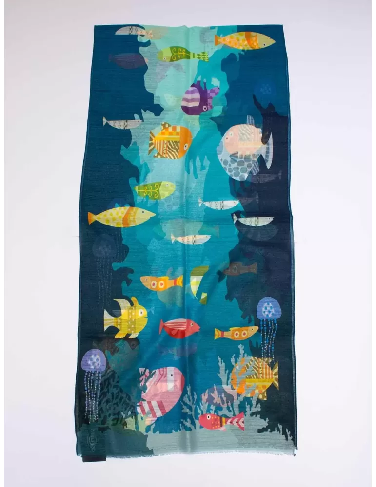 Nicki Colombo bright colors pop art style printed scarf