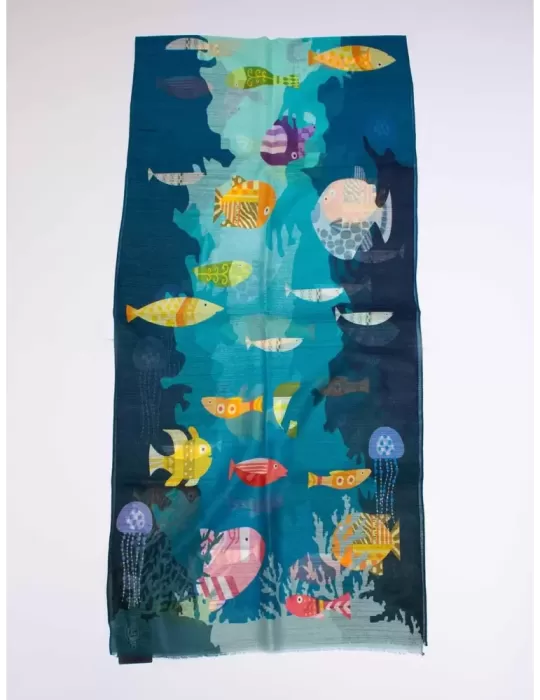 Nicki Colombo bright colors pop art marine style printed scarf