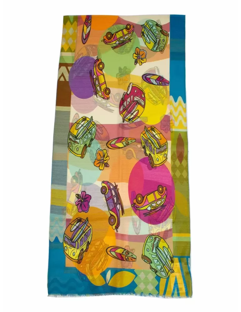 Nicki Colombo bright colors pop art style printed scarf Nicki Colombo bright colors pop art style printed scarf