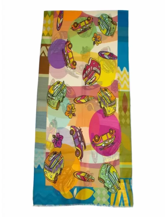 Nicki Colombo bright colors pop art style printed scarf Nicki Colombo bright colors pop art style printed scarf