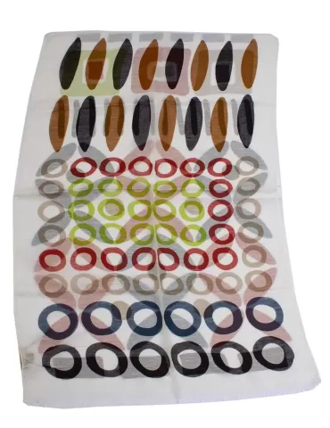 Nicki Colombo | White and safari colors printed silk and flax scarf 2