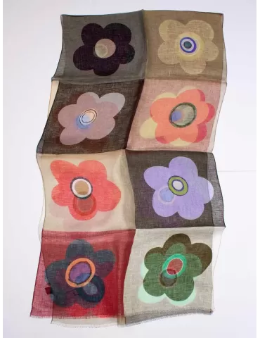 Nicki Colombo flowers pattern all leinen pashmina scarf