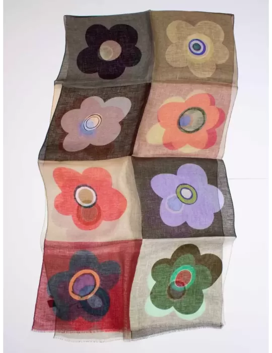 Nicki Colombo flowers pattern all leinen pashmina scarf Nicki Colombo flowers pattern all leinen pashmina scarf