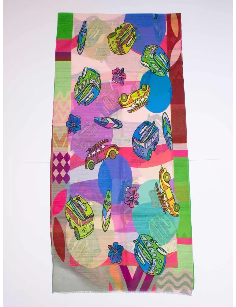 Nicki Colombo bright colors pop art style printed scarf Nicki Colombo bright colors pop art style printed scarf