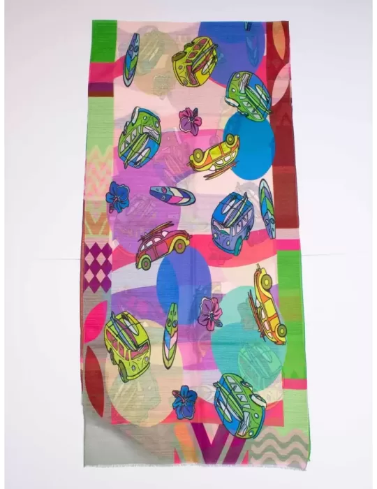Nicki Colombo bright colors pop art style printed scarf Nicki Colombo bright colors pop art style printed scarf