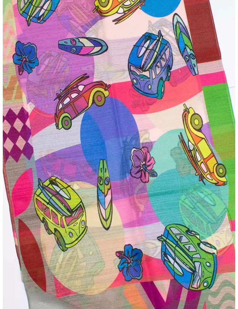 Nicki Colombo bright colors pop art style printed scarf