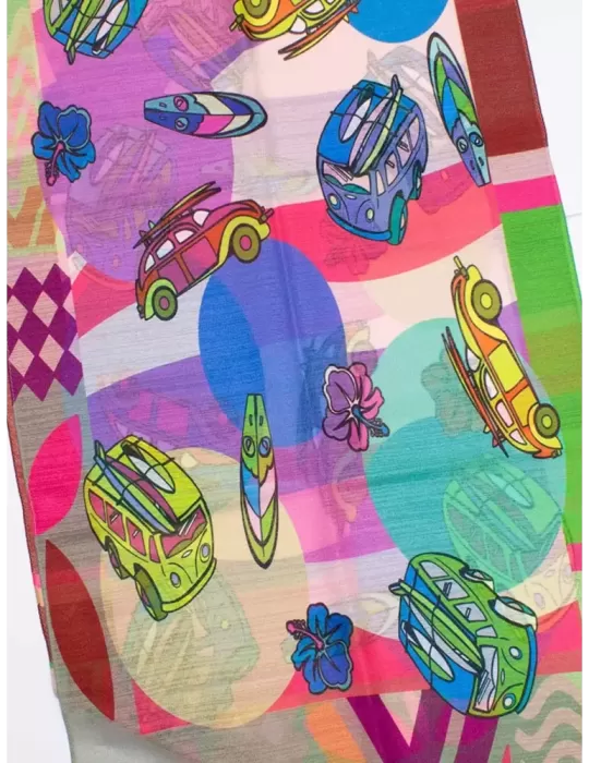 Nicki Colombo bright colors pop art style printed scarf