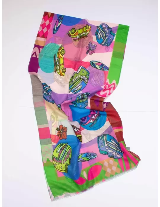 Nicki Colombo bright colors pop art style printed scarf
