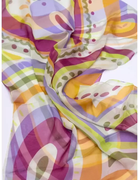 Nicki Colombo 2024 | Sciarpa in chiffon pura seta arancio e verde