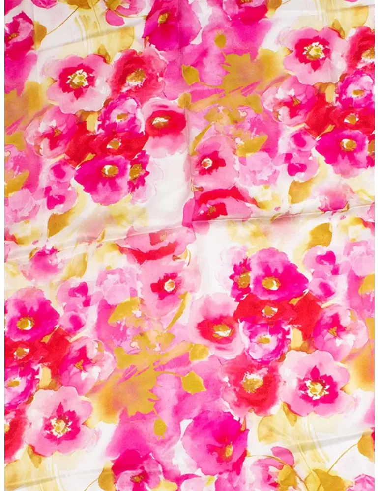 Tessago 2024 | Foulard carrè in raso di seta fantasia fiori