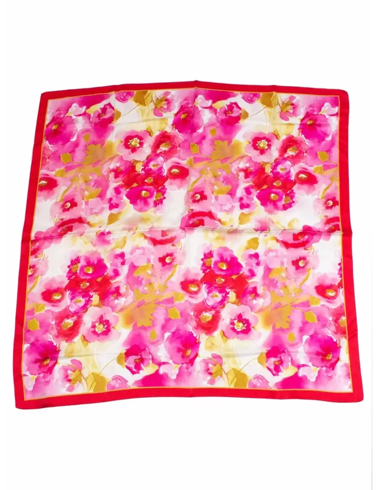 White yellow and blue twill all silk satin foulard scarf White yellow and blue twill all silk satin foulard scarf