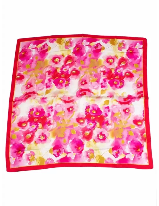 White yellow and blue twill all silk satin foulard scarf White yellow and blue twill all silk satin foulard scarf