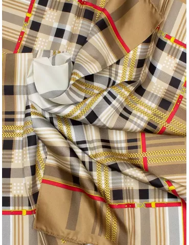 Tessago 2024 | Foulard carrè in raso di seta fantasia tartan scozzese 2