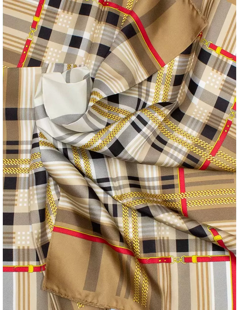 Piero Moretti 2023 | Beige big flowers printed yellow silk scarf shawl