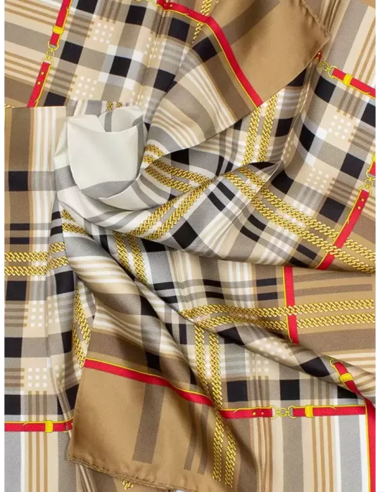 Tessago 2024 | Foulard carrè in raso di seta fantasia tartan scozzese