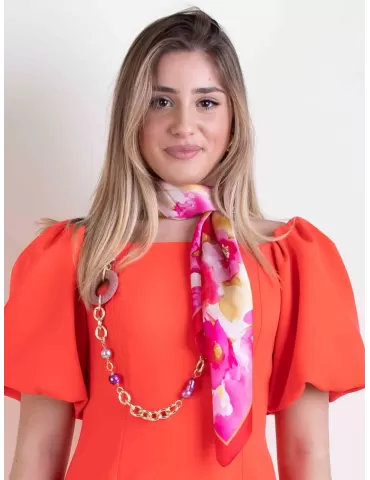 Tessago 2024 | Foulard carrè in raso di seta fantasia fiori 2