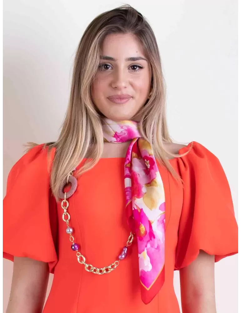 Tessago 2024 | Foulard carrè in raso di seta fantasia fiori