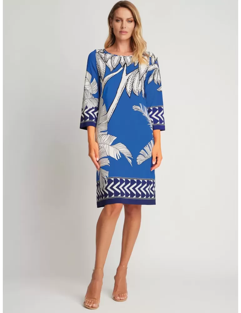 Piero Moretti 2024 | Royal blue and white safari leaves tunic dress Piero Moretti 2024 | Royal blue and white safari leaves tunic dress