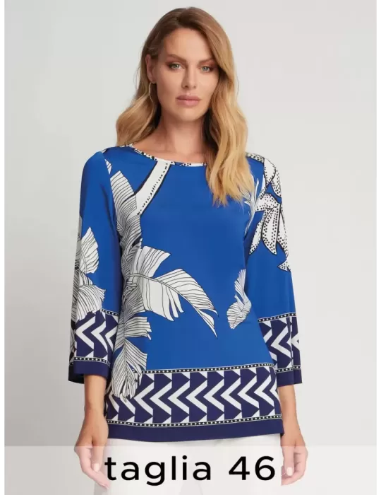 Blusa casacca foglie bianco azzurro e nero | Piero Moretti 2024