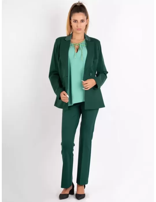 Volpato thick jersey push up dark green flared long trousers