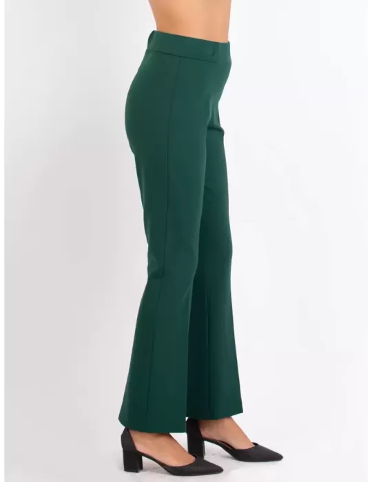 Volpato thick jersey push up dark green flared long trousers