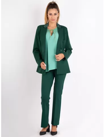 Volpato thick jersey bi-stretch dark green tuxedo jacket 2