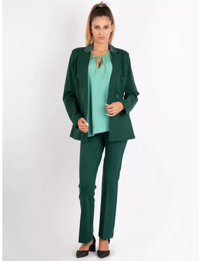 Volpato thick jersey bi-stretch dark green tuxedo jacket