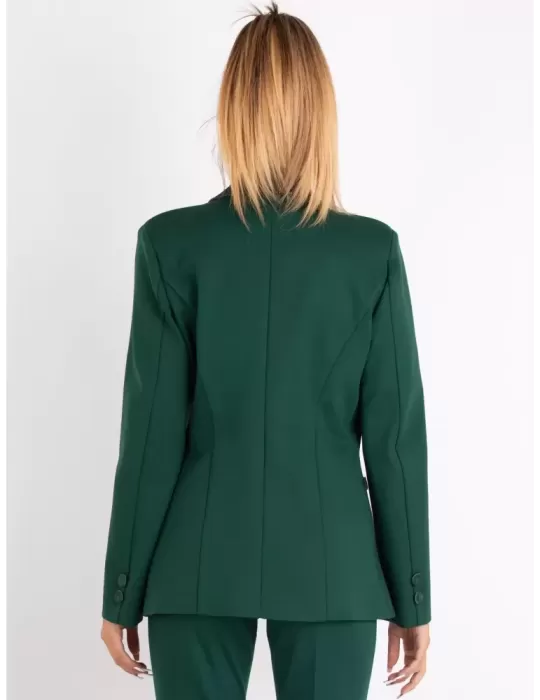Volpato Italy | Dark green double breast tuxedo jacket also plus size