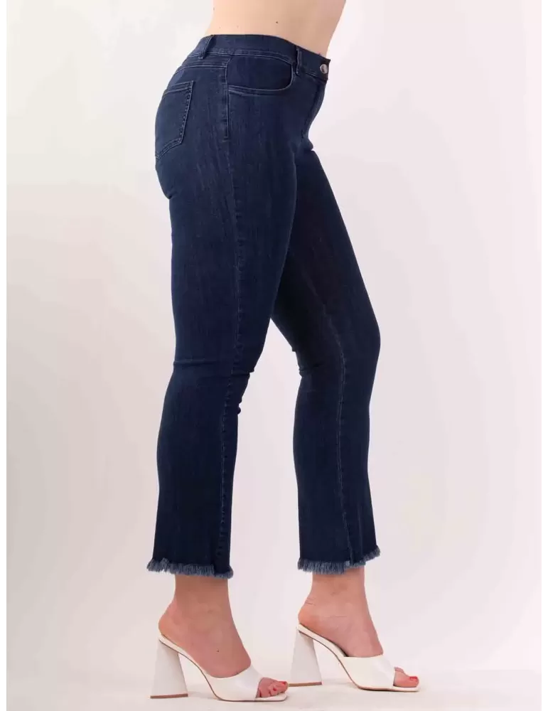 Volpato Italy bodycon dark blue flared denim jeans trousers