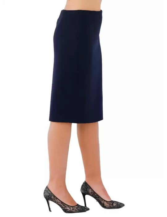Shopping Aldo Colombo plus size dark blue skirt thick merino wool