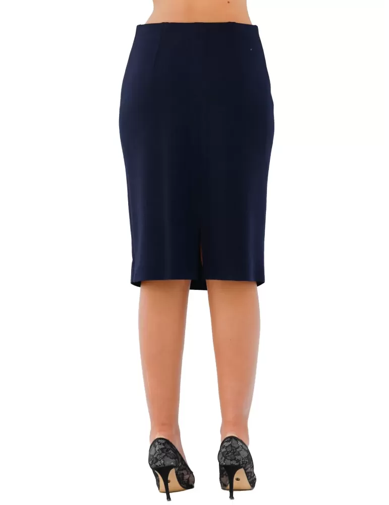 Shopping Aldo Colombo plus size dark blue skirt thick merino wool