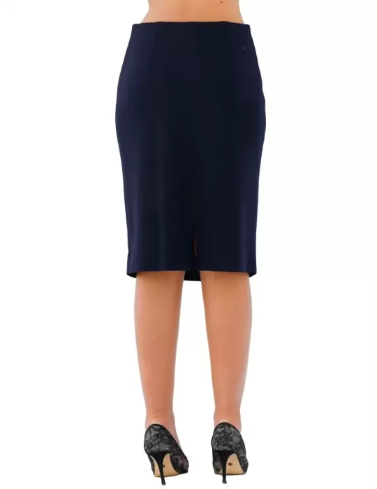 Shopping Aldo Colombo plus size dark blue skirt thick merino wool