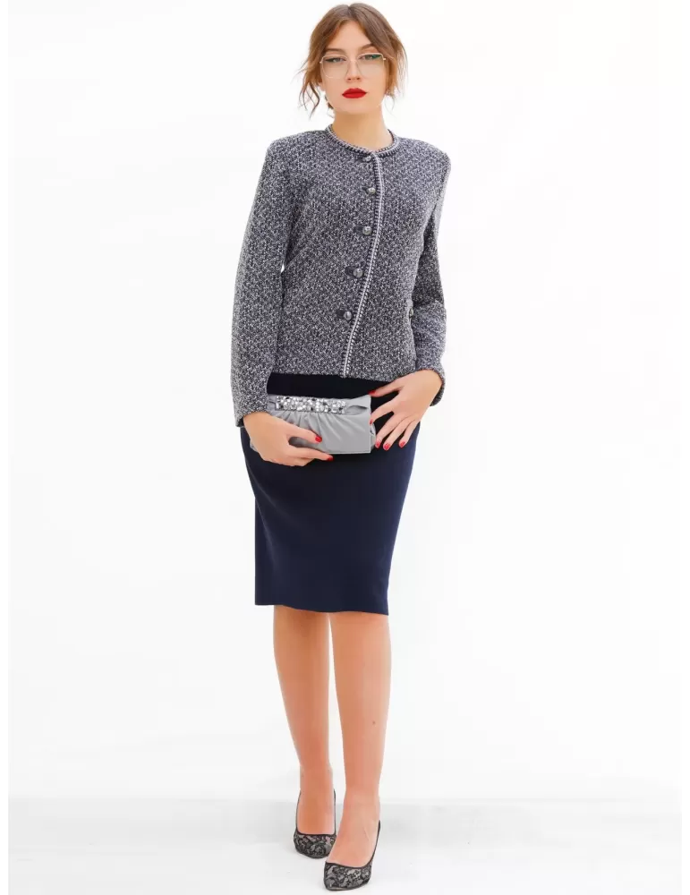 Shopping Aldo Colombo plus size dark blue skirt thick merino wool