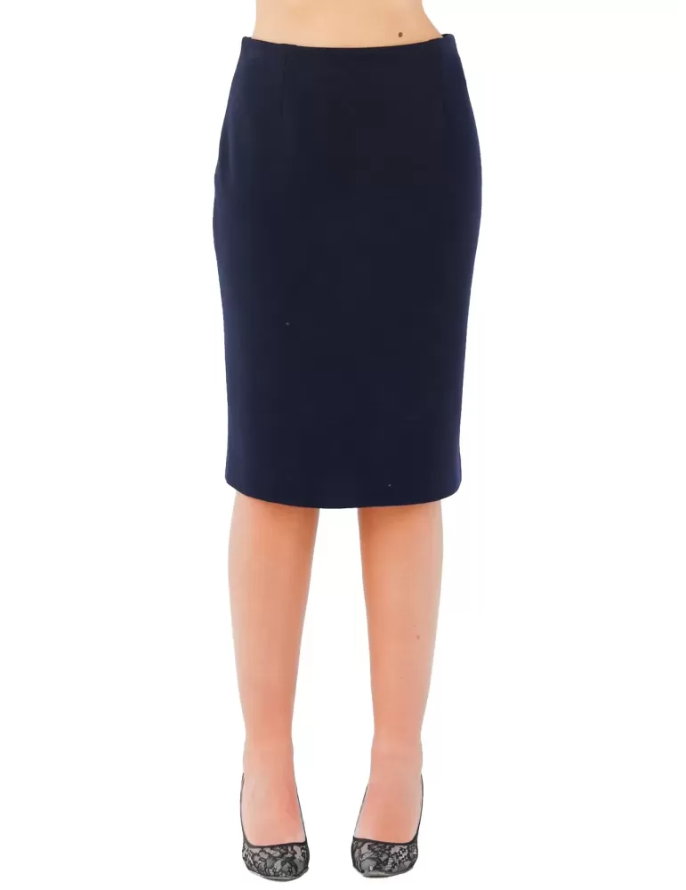 Shopping Aldo Colombo plus size dark blue skirt thick merino wool
