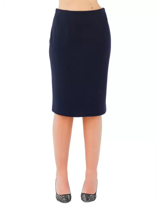 Shopping Aldo Colombo plus size dark blue skirt thick merino wool