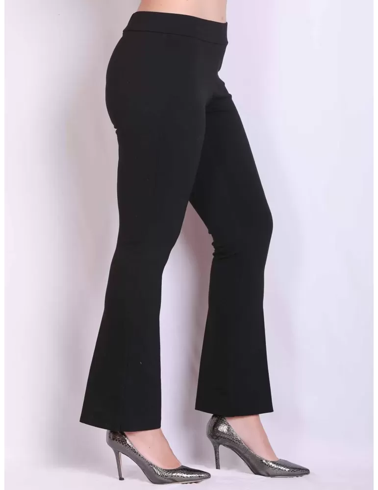 Thick jersey push up black flared long trousers by Volpato