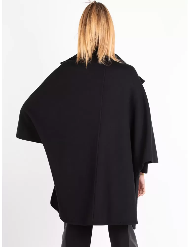 Aldo Colombo Mantella elegante nera jersey di pura lana punto Milano