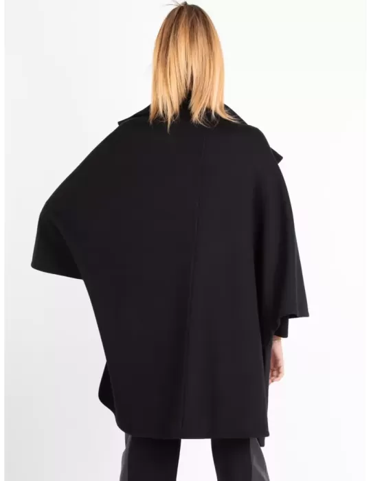 Aldo Colombo Mantella elegante nera jersey di pura lana punto Milano