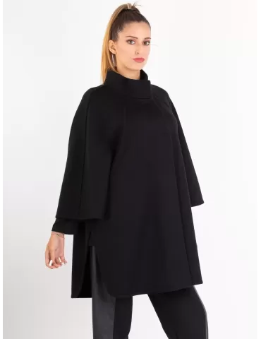 Aldo Colombo Mantella elegante nera jersey di pura lana punto Milano 2